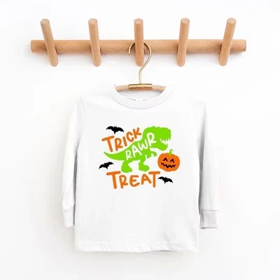 Молодежная футболка Trick Rawr Treat с длинным рукавом белого цвета