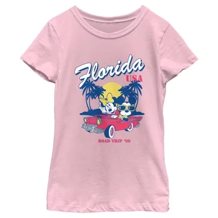 Детская футболка Mickey Mouse & Friends Florida Road Trip, светло-розовая
