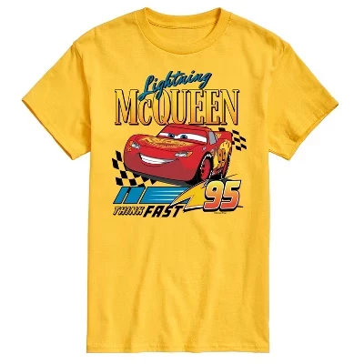 Мужская футболка с коротким рукавом и графическим рисунком Lightning McQueen Think Fast 95, желтая