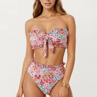 Женское бикини Anna-Kaci Swim, высокая посадка, розовое