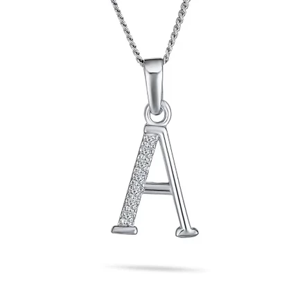 Кулон Bling Jewelry с буквой A, серебро 925, серебристый
