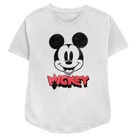 Женская футболка Mickey Mouse & Friends с ретро‑принтом Микки Маус, белая