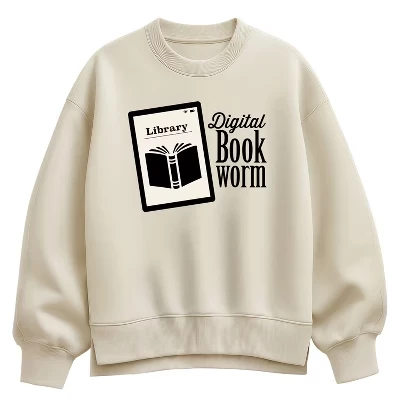 Женская толстовка Digital Bookworm Oversize из флиса кремового цвета с принтом 