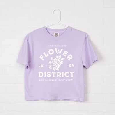 Женская футболка Flower District с коротким рукавом свободного кроя и укороченным рисунком орхидея