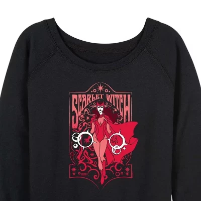 Women's -  - Nouveau Scarlet Witch Lightweight French Terry Wide Neck Long Sleeve Graphic Shirt black