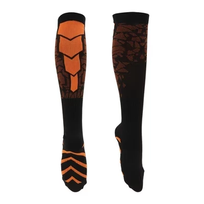 Cycling Athletic Socks Anti Slip Sweat Absorb Anti Friction Outdoor Foot Line Stripes 1 Pair black, orange