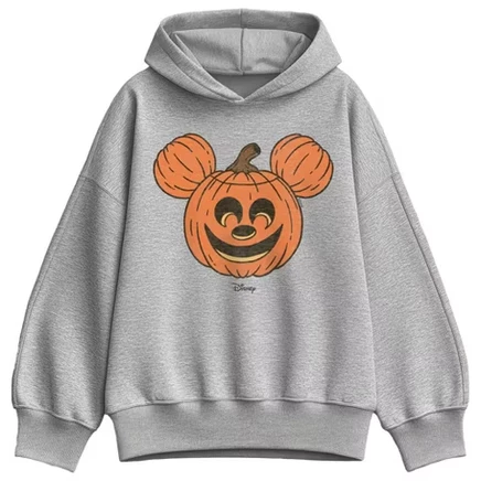 Женское худи Disney Mickey Head Pumpkin, серый меланж