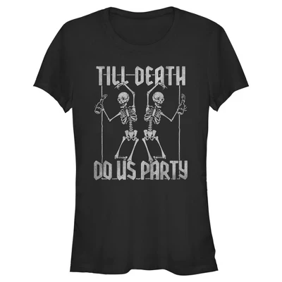 Женская футболка Juniors Womens Lost Gods Halloween Till Death Do Us Party черного цвета