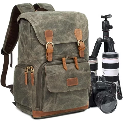Waterproof Canvas DSLR Camera Backpack - Holds 15.6