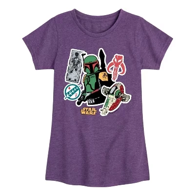 Облегающая футболка с коротким рукавом и рисунком Boba Fett Stickers фиолетового цвета