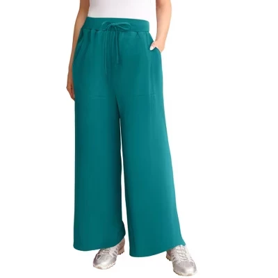 Комфортные спортивные брюки-клеш из флиса tropical teal