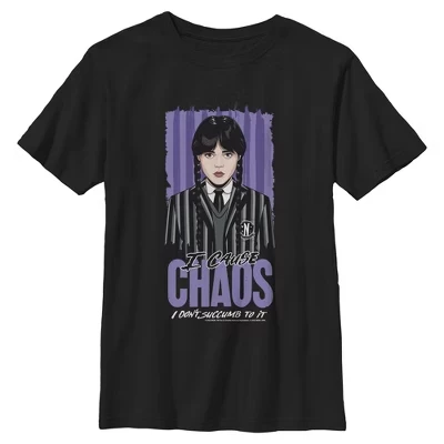 Футболка для мальчиков Wednesday I Cause Chaos черная