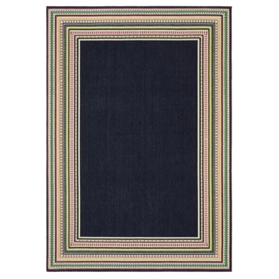 Ковер Hilo Multi Striped Border темно-синего цвета для помещений и улицы