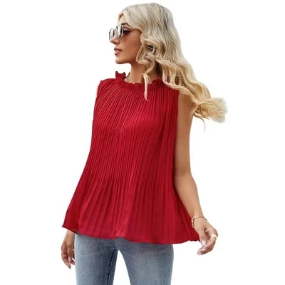 Женская майка Yesfashion шифоновая с рюшами, красная