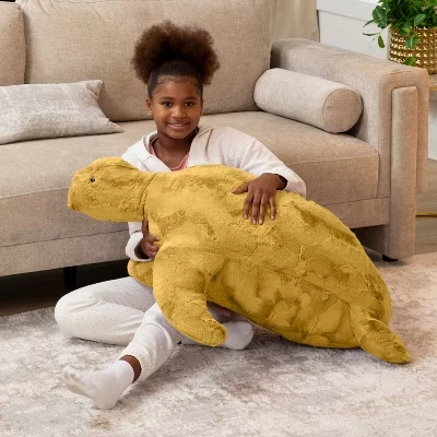 Raven-Symoné Shelly the Turtle Sea Buddy Large Kids Stuffed Animal Bean Bag and Pouf lush fur gold