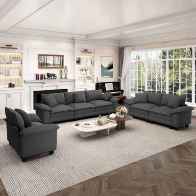 Модульный диванный гарнитур Cloud Modular 6ШТ Loveseat, удобный глубокий диван для гостиной, вельвет и шенилловая ткань