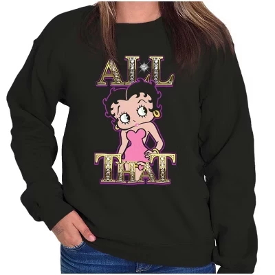 Женская толстовка с круглым вырезом Betty Boop Sassy All That Diamonds лицензионного черного цвета