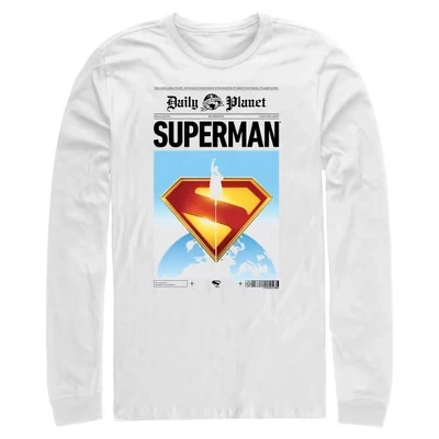 Мужская рубашка с длинным рукавом Superman Daily Planet Page белого цвета
