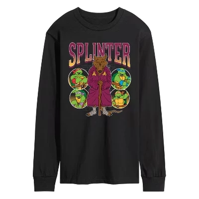 Мужская Бутлегерская футболка Splinter TMNT с длинным рукавом и графическим рисунком, черная