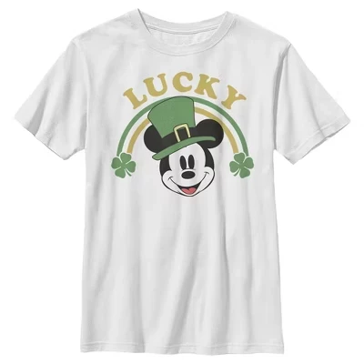 Футболка Disney Mickey Mouse Lucky Rainbow для мальчика, белая