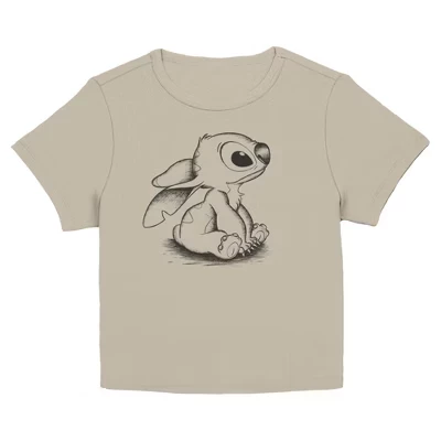 Женская футболка Cute Stitch Sketch для юниорок темно-серого цвета plaza