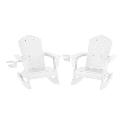Malibu Outdoor HDPE Пластиковые кресла-качалки для дошкольников и малышей Классические Adirondack (комплект из 2-х) белого цвета