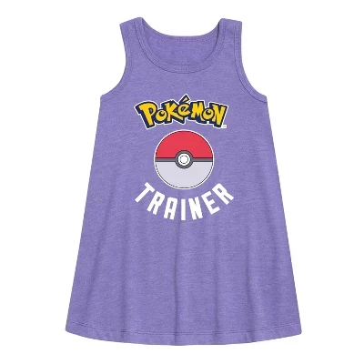 Платье Aline без рукавов с рисунком покемона для девочек - Pokémon - Pokémon Trainer фиолетового цвета