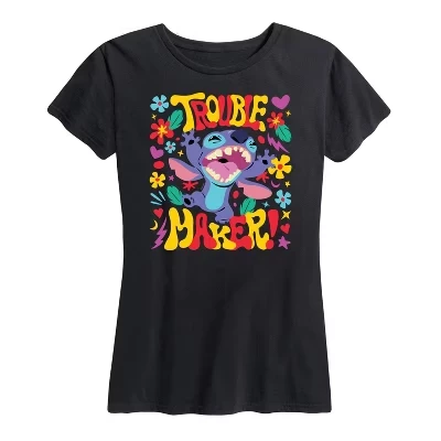 Женская футболка Trouble Maker Stitch с коротким рукавом и графическим рисунком, черная