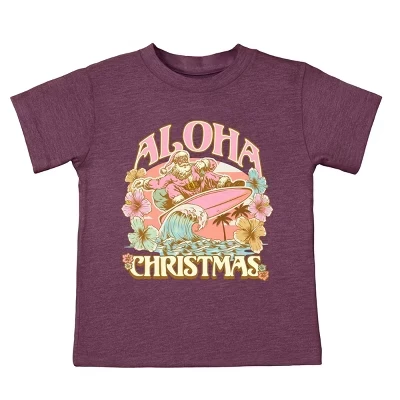Aloha Christmas Surfing Santa - Футболка для малышей с коротким рукавом и рисунком сливы
