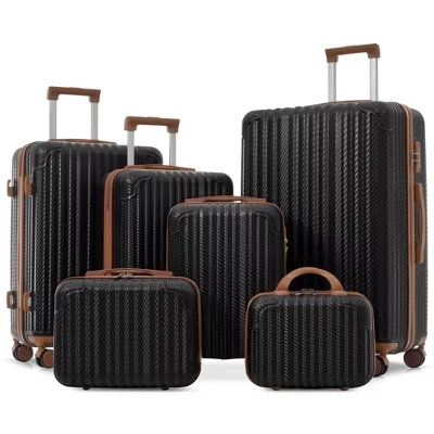 Комплект для багажа Hardshell ABS из 3/6 предметов, Легкие чемоданы с вращающимися колесиками, замком TSA, боковыми крючками, Ручная кладь и зарегистрированный багаж -