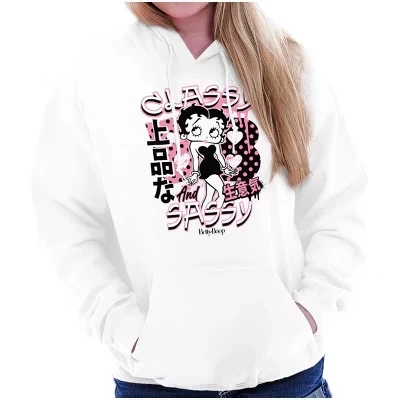 Иероглиф Betty Boop - Стильная и дерзкая толстовка с капюшоном Женская лицензионная черная