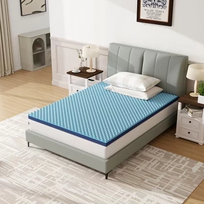 Наматрасник Dronery Memory Foam, наматрасник в виде ящика для яиц для сброса давления и циркуляции воздуха, сертифицированный CertiPUR в США, синий фирмы 3 in - extra