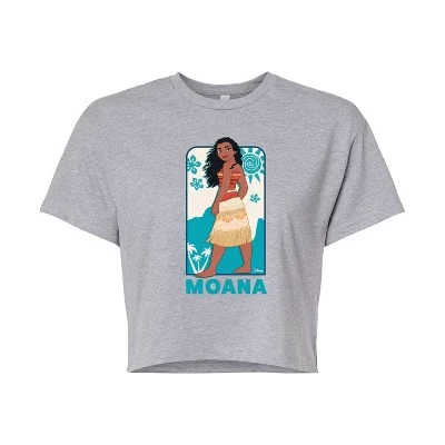 Женская укороченная футболка с графическим рисунком Moana Full Body Portrait heather grey