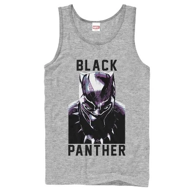 Мужская майка с портретом Black Panther 2018, спортивная модель heather