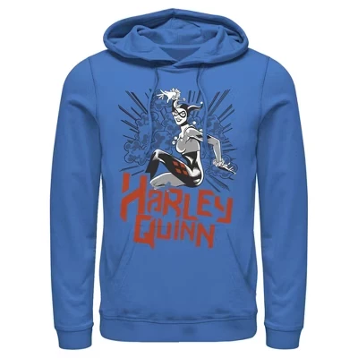 Мужская толстовка с капюшоном Batman Harley Quinn Retro Explosion Pull Over королевского синего цвета