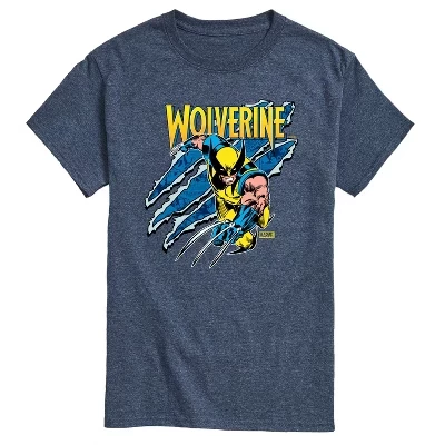 Мужская футболка Marvel Wolverine Slash, меланжево-синяя