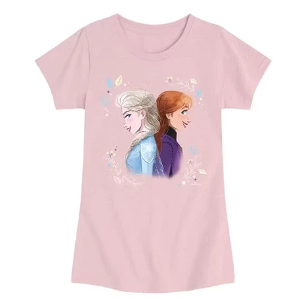 Футболка для девочек Frozen «Сёстры», розовый меланж