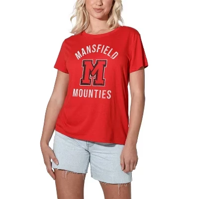 Women's Commonwealth University  Mansfield University Large Logo Loose T-Shirt red