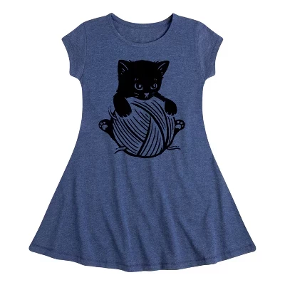 Графичное платье с коротким рукавом из кошачьей пряжи Kid Fit & Flair синего цвета