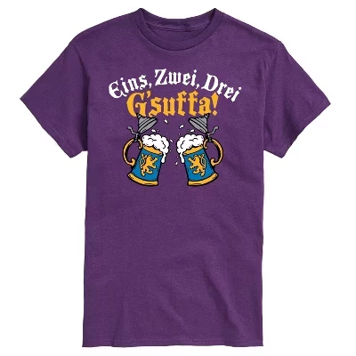 Мужская футболка Eins Zwei Drei Gsuffa Oktoberfest с коротким рукавом и рисунком фиолетового цвета