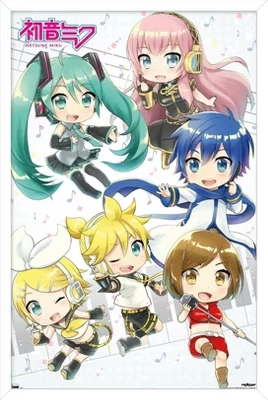 Постер в раме Trends International Hatsune Miku Chibi, белый