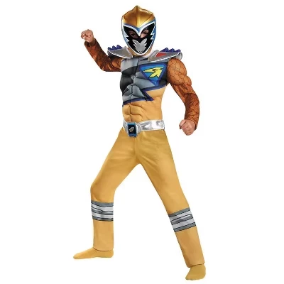 Классический костюм Могучих рейнджеров для маленьких мальчиков Dino Charge Ranger Muscle Costume золотого цвета