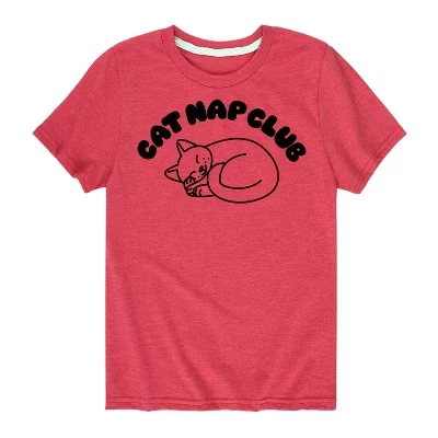 Детская футболка Instant Message Cat Nap Club, красная