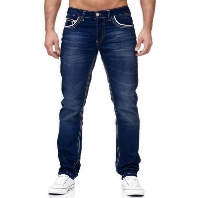 Мужские джинсы Yesfashion Classic Double-Stitch свободного кроя, тёмно-синие