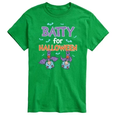 Мужская футболка Batty For Halloween Thing 1 и Thing 2 с коротким рукавом и рисунком зеленого цвета