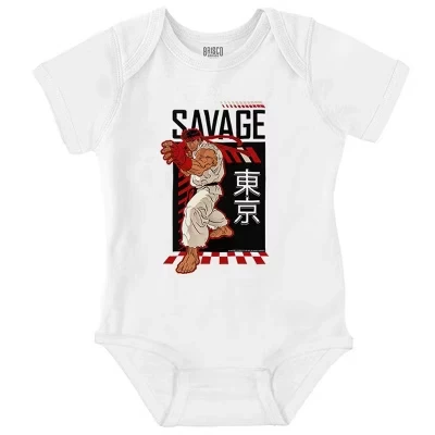 Видеоигра Street Fighter Ryu Savage Baby Romper для мальчиков или девочек с лицензией белого цвета