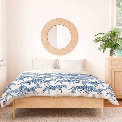 Детский комплект постельного белья Little Arrow Design Co Zebras с пододеяльником синего цвета