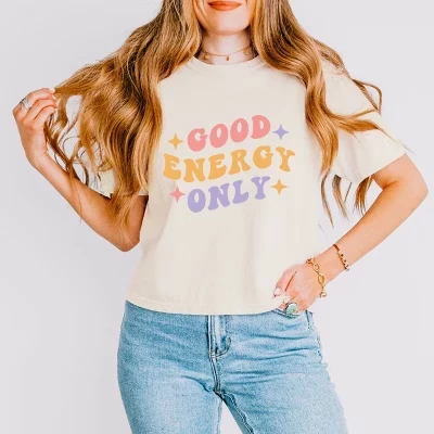 Свободный укороченный топ Good Energy Only Stars белого цвета