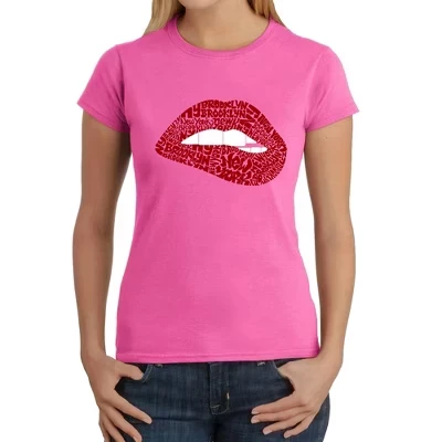 Brooklyn Lips - Женская футболка Word Art розового цвета