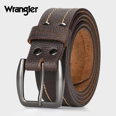 Мужской кожаный ремень Wrangler с тиснением, коричневый
